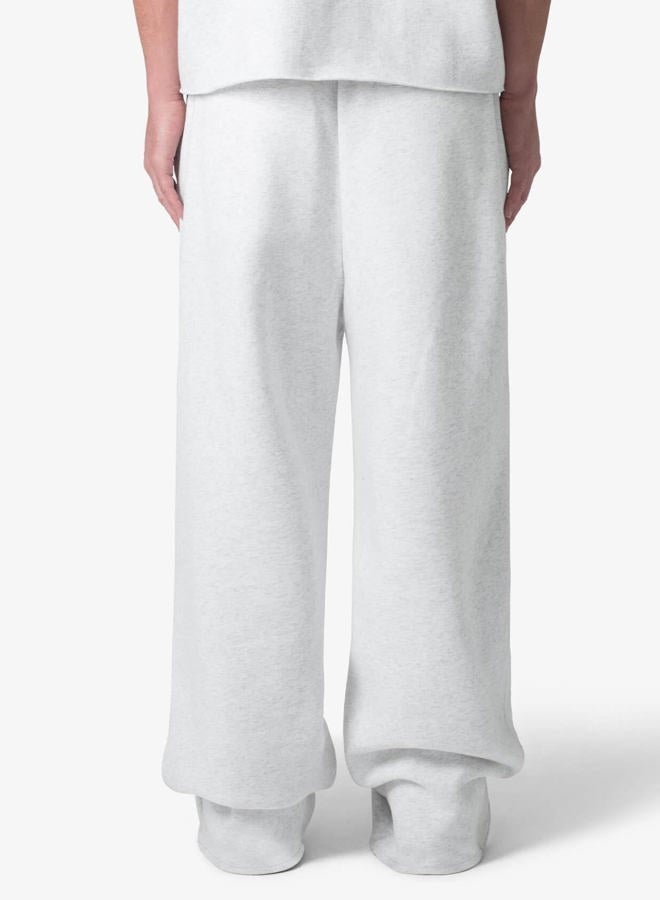 HeSaYep Men's Fleece Lined Sweatpants Baggy Wide Leg Lounge Sweat Pants with Pockets, White Grey, XL - Image 2