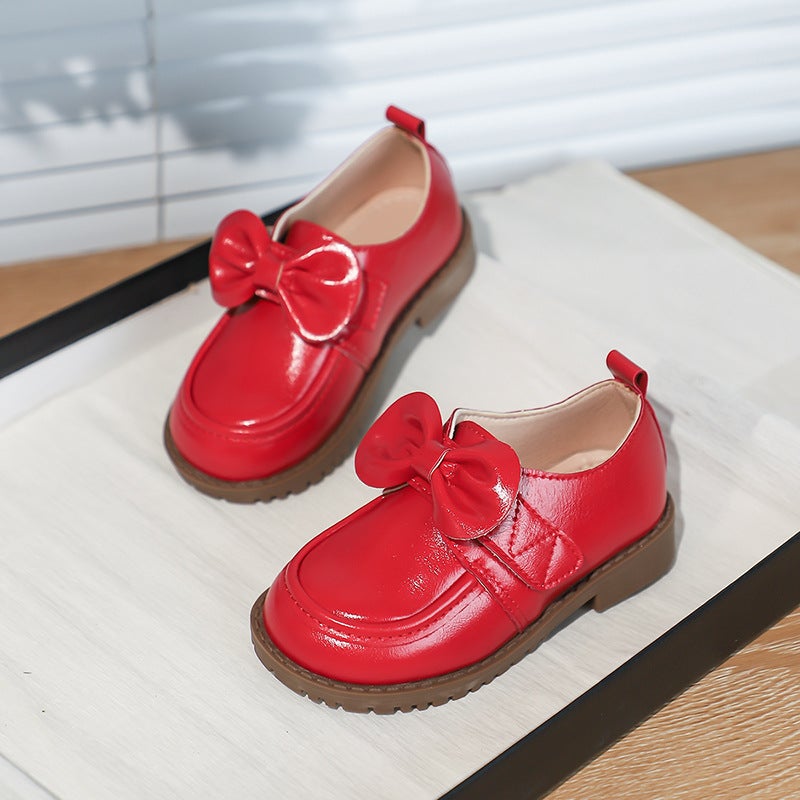 Spring 2026 New Girls' Leather Shoes Princess Soft-Soled Flats Matte Red Elementary School Performance Shoes - Image 2
