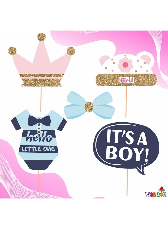 WOBBOX مجموعة أدوات حفلة تصوير استحمام الأطفال ووبوكس، للأم والأب، وردي وأزرق مع لمسات فضية وذهبية، عنصر ديكور استحمام الأطفال - Image 2