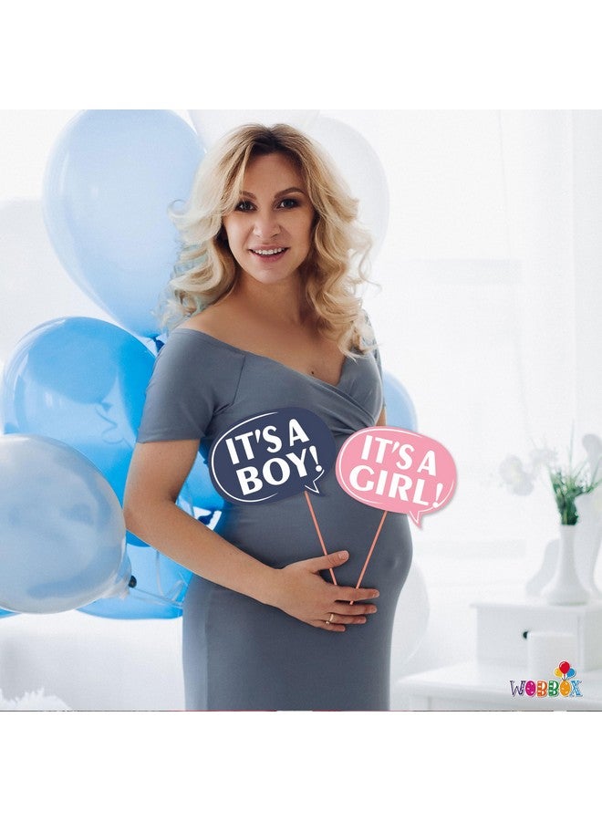 WOBBOX مجموعة أدوات حفلة تصوير استحمام الأطفال ووبوكس، للأم والأب، وردي وأزرق مع لمسات فضية وذهبية، عنصر ديكور استحمام الأطفال - Image 5