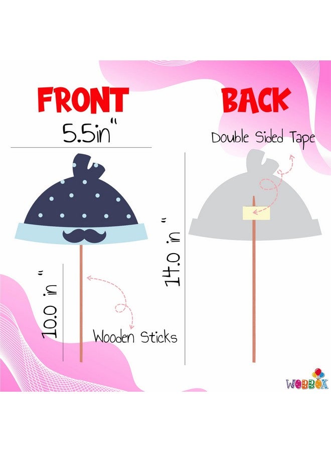 WOBBOX مجموعة أدوات حفلة تصوير استحمام الأطفال ووبوكس، للأم والأب، وردي وأزرق مع لمسات فضية وذهبية، عنصر ديكور استحمام الأطفال - Image 3