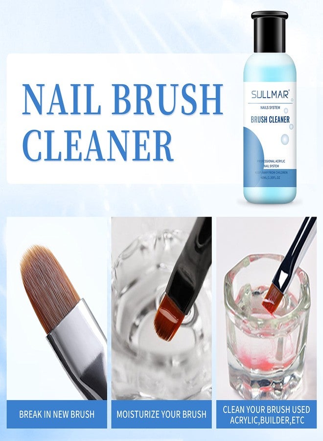 Sullmar Acrylic Nail Brush Cleaner Kit - 40ml, Quick Clean, Includes Nail Cotton Pads & Glass Cup - Image 5
