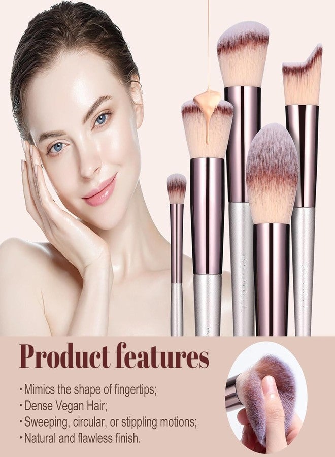 LA VENUST Makeup Brush Set - 18 Pcs Premium Synthetic Brushes for Foundation, Powder, Concealer, Eyeshadow & Blush - Includes Black Leather Carrying Case, champagne gold - Image 2