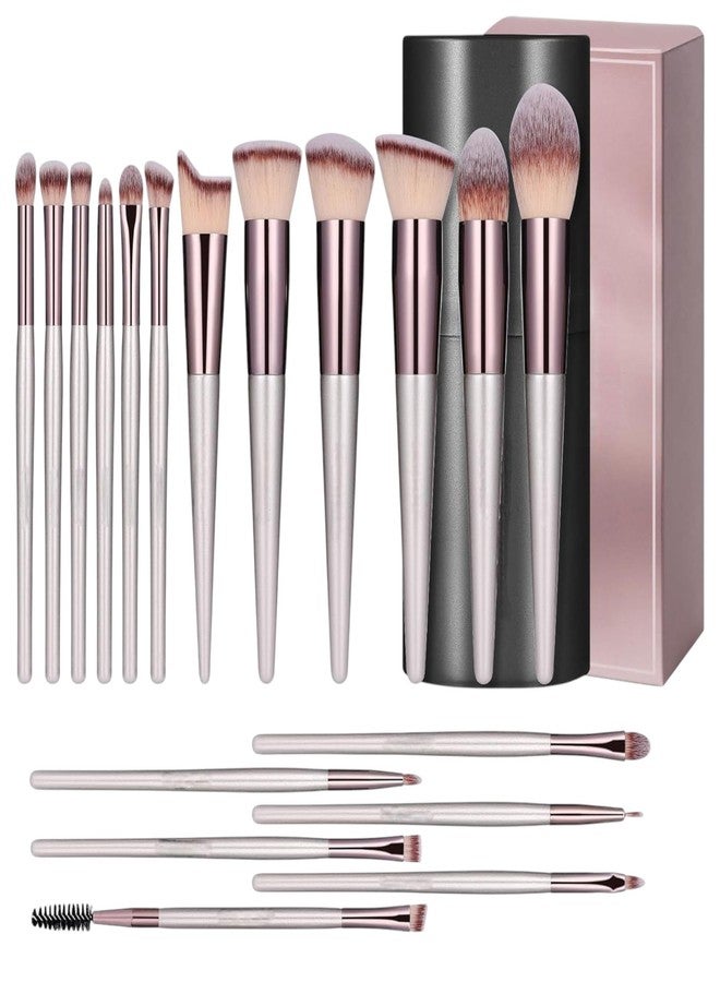 LA VENUST Makeup Brush Set - 18 Pcs Premium Synthetic Brushes for Foundation, Powder, Concealer, Eyeshadow & Blush - Includes Black Leather Carrying Case, champagne gold - Image 1