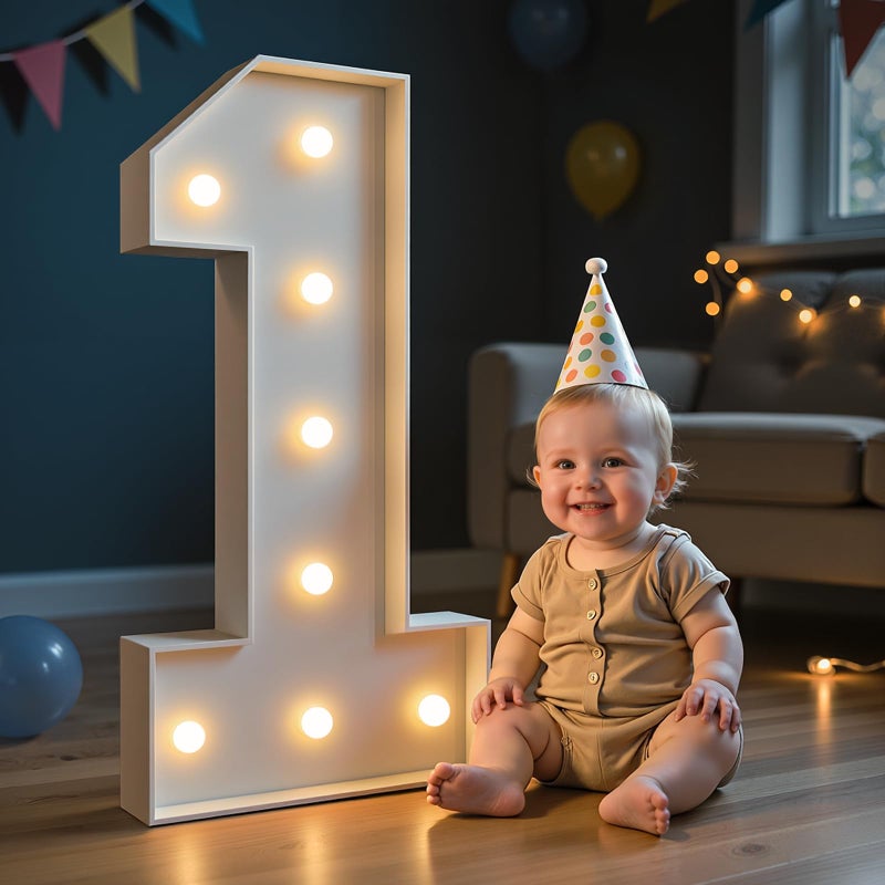 imprsv Marquee Numbers, 3FT Light Up Numbers for 1st Birthday Party Decorations, Mosaic Numbers for Balloons, Large Cardboard Numbers, Number One Balloon Frame, Number Blocks Birthday Party - Image 1