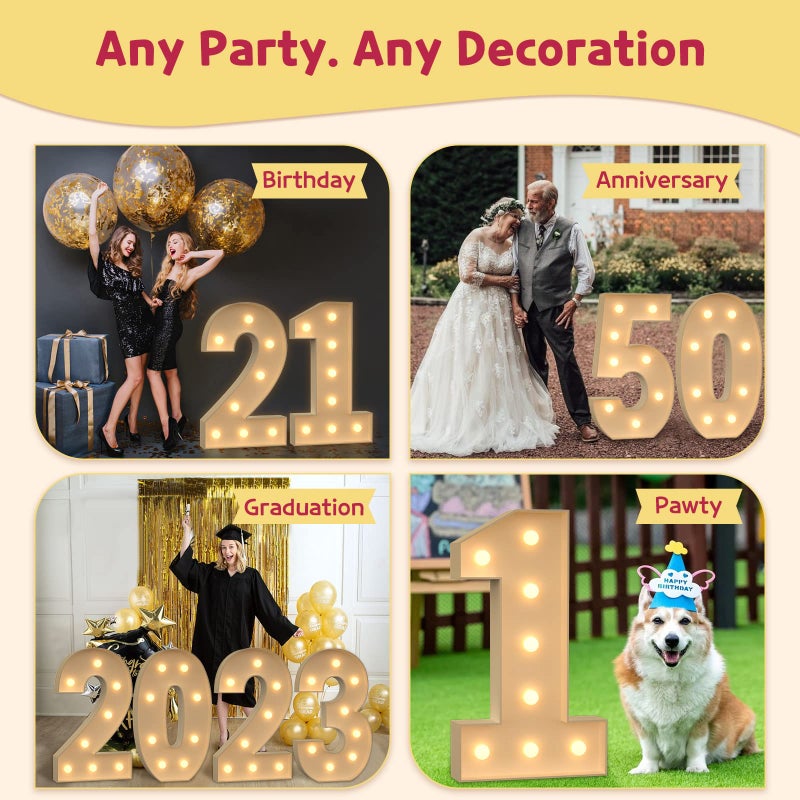 imprsv Marquee Numbers, 3FT Light Up Numbers for 1st Birthday Party Decorations, Mosaic Numbers for Balloons, Large Cardboard Numbers, Number One Balloon Frame, Number Blocks Birthday Party - Image 5