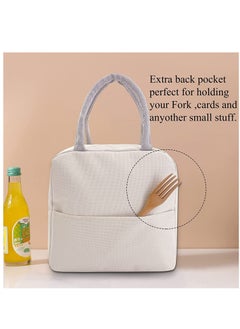KASTWAVE Insulated Lunch Bag, Leak Proof Reusable Tote, Waterproof Lunch Bag, Ladies Men's Kids Beach Hiking School Work Picnic Carrying Bag Beige  - Image 3