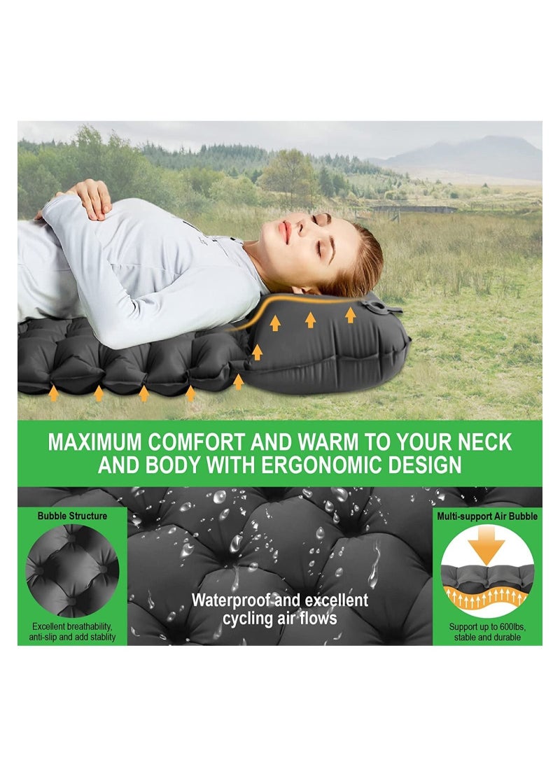 Generic - Double Camping Inflatable Sleeping Mat with Built-in Pump: Ultralight and Extra Thick 2-Person Sleeping Pad with Foot Press, Includes Pillow. Ideal for Backpacking, Traveling, and Hiking. Durable, Wat - Image 1