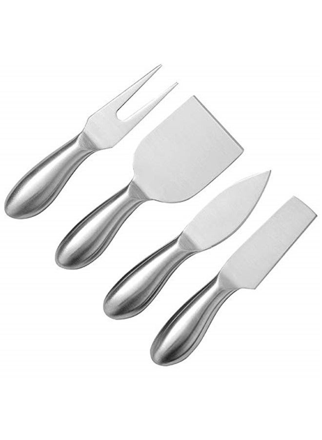 4 pcs Cheese Stainless Steel Buffet Colander Serving Cutter Fork Knife (Stainless Steel)  - Image 1