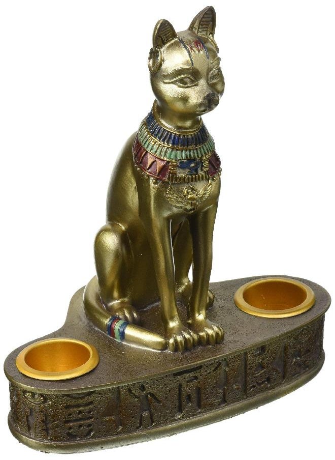 Design Toscano Design Toscano QL194545 Altar of the Cat Goddess Bastet Egyptian Candle Holder, 5 Inch, Single 