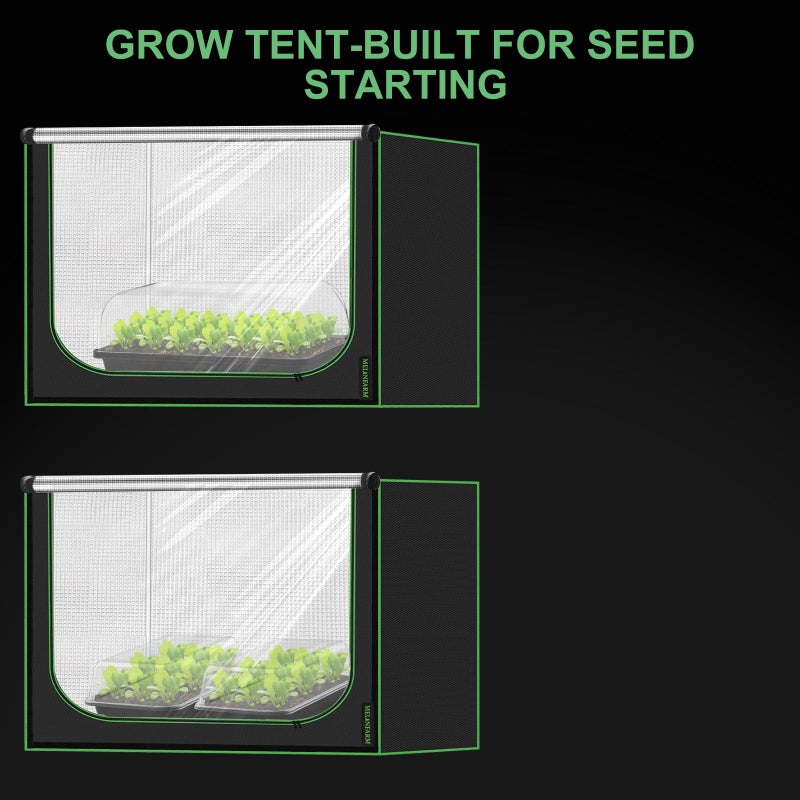 MELONFARM 2x2 Grow Tent, 24"x24"x32" Double Transparent Viewing Door Indoor Grow Tent, Growing Tent with High Reflective Mylar & Floor Tray, Plant Tent for Indoor Hydroponics Growing - Image 5