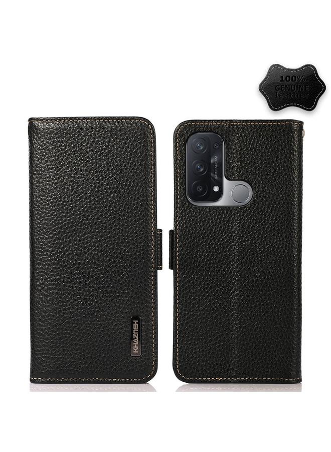 اس-توب جراب هاتف OPPO Reno5 A إصدار JP من KHAZNEH، جراب جلدي أصلي من الليتشي بمغناطيس جانبي بتقنية RFID - Image 1
