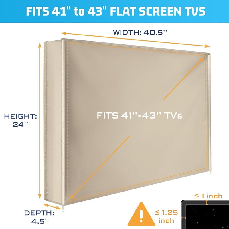 2win2buy Outdoor TV Cover 41 to 43 Inch Weatherproof Waterproof Outdoor Heavy Duty 600D Oxford TV Covers Outdoor TV Screen Protectors with Zippers for Flat Screen TV - Image 5