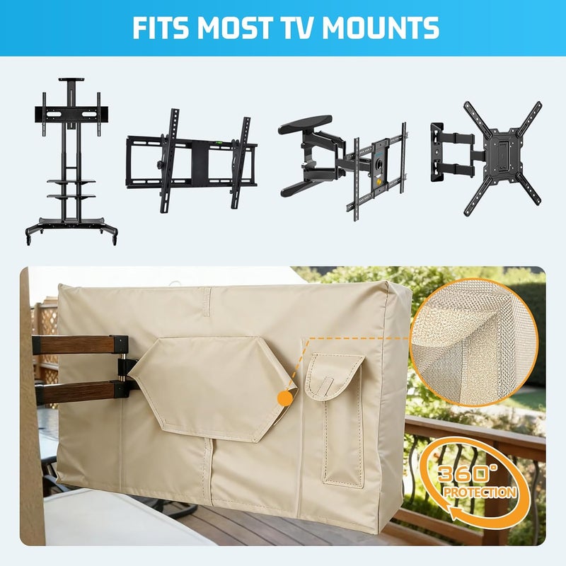 2win2buy Outdoor TV Cover 41 to 43 Inch Weatherproof Waterproof Outdoor Heavy Duty 600D Oxford TV Covers Outdoor TV Screen Protectors with Zippers for Flat Screen TV - Image 3