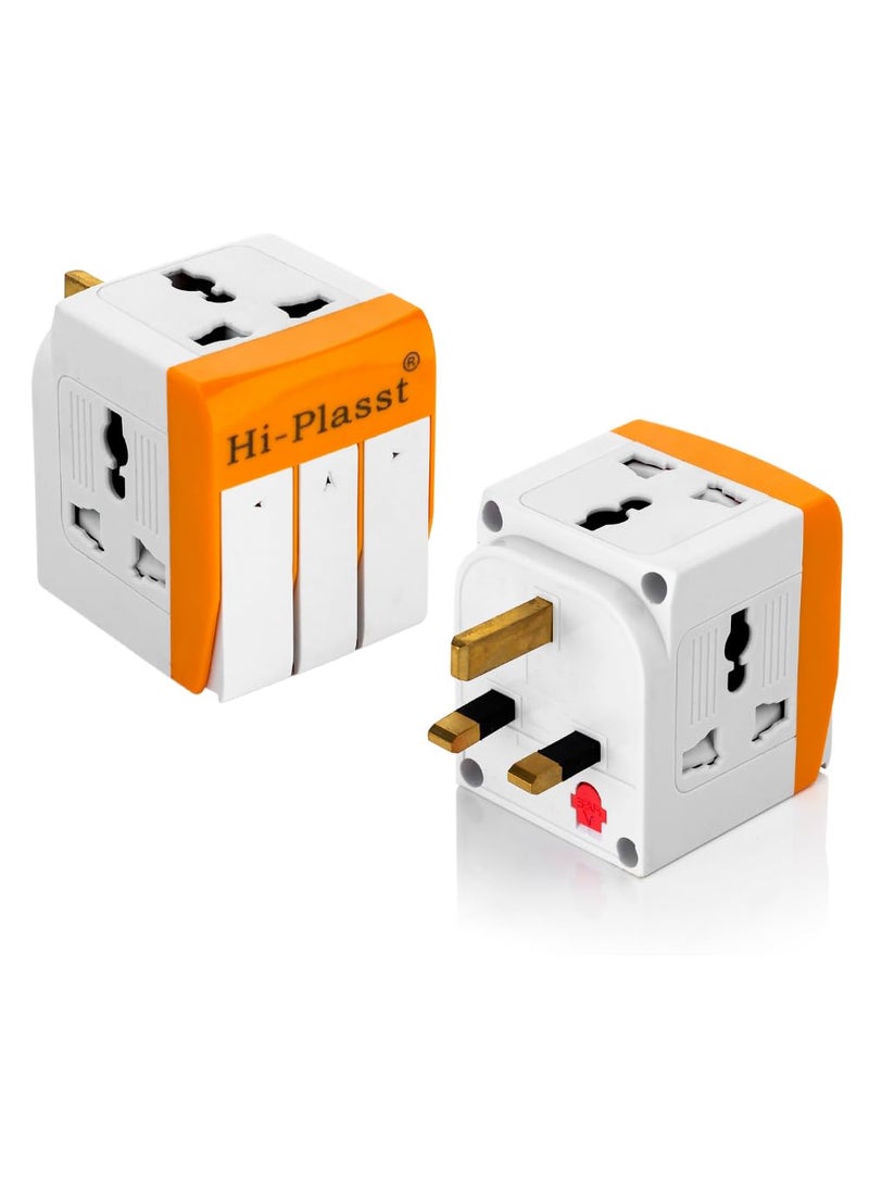 HI PLASST PINS N PLUGS HiPLASST UK Plug Multi Plug Adapter 13A Universal 3 Pin Multiplug Socket with Individual Switch TypeG Flat Pin Plug Converter for Travel to UK Hong Kong London Singapore Dubai Pack of 1  - Image 1