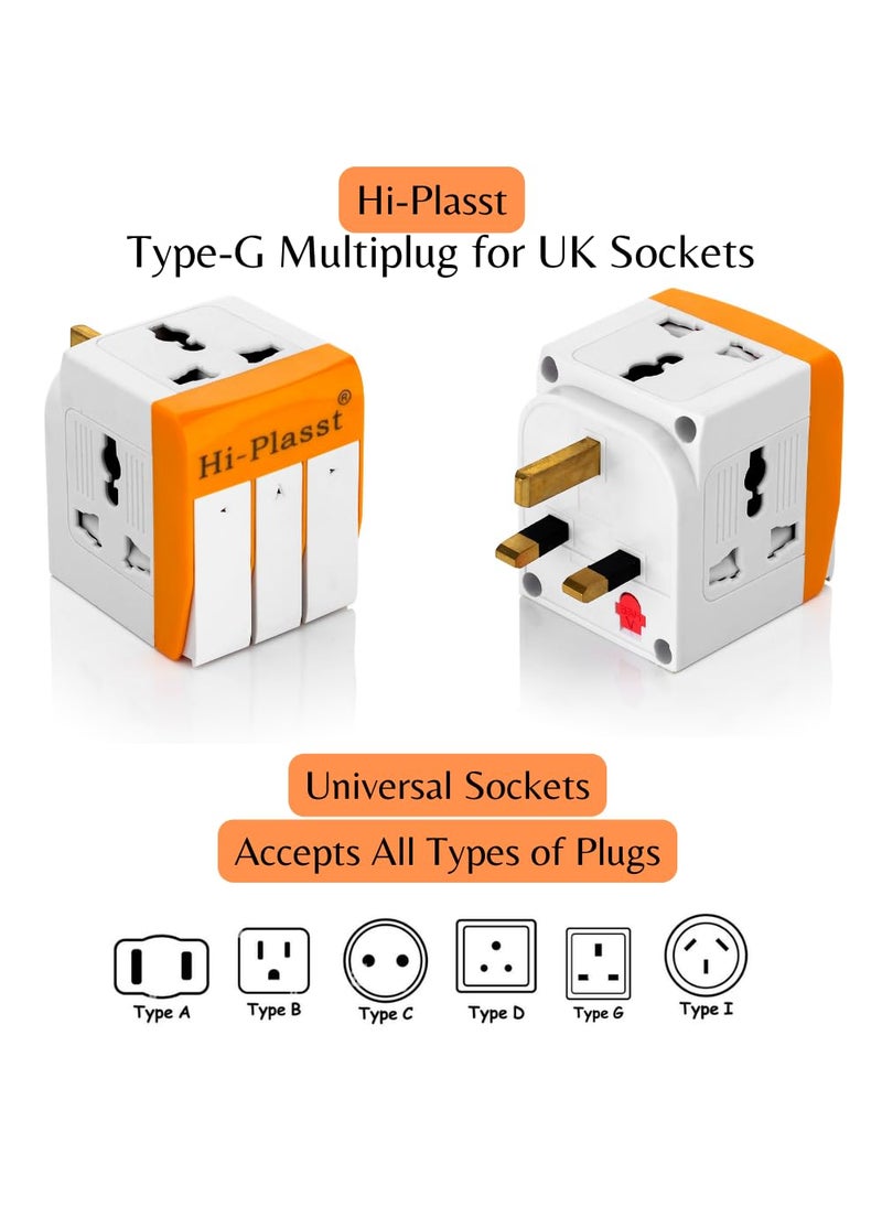 HI PLASST PINS N PLUGS HiPLASST UK Plug Multi Plug Adapter 13A Universal 3 Pin Multiplug Socket with Individual Switch TypeG Flat Pin Plug Converter for Travel to UK Hong Kong London Singapore Dubai Pack of 1  - Image 2