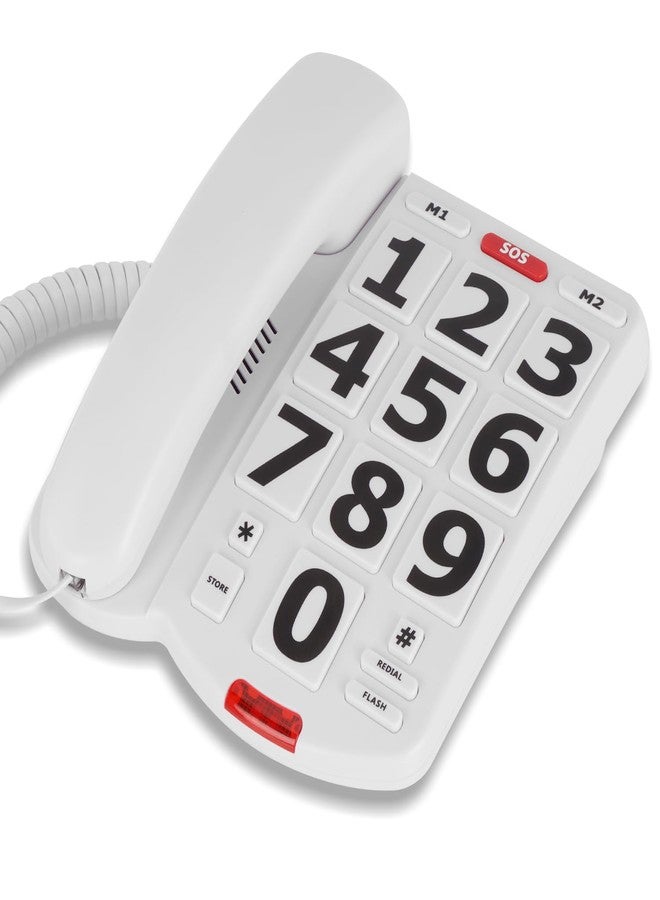 Awishwell Landline Phones for Seniors, Simple Big Button Phone for Seniors, Corded Telephone Landline Phones with 2 One-Touch Dialing/1 SOS Button/Loud Ringer for Elderly-White - Image 1