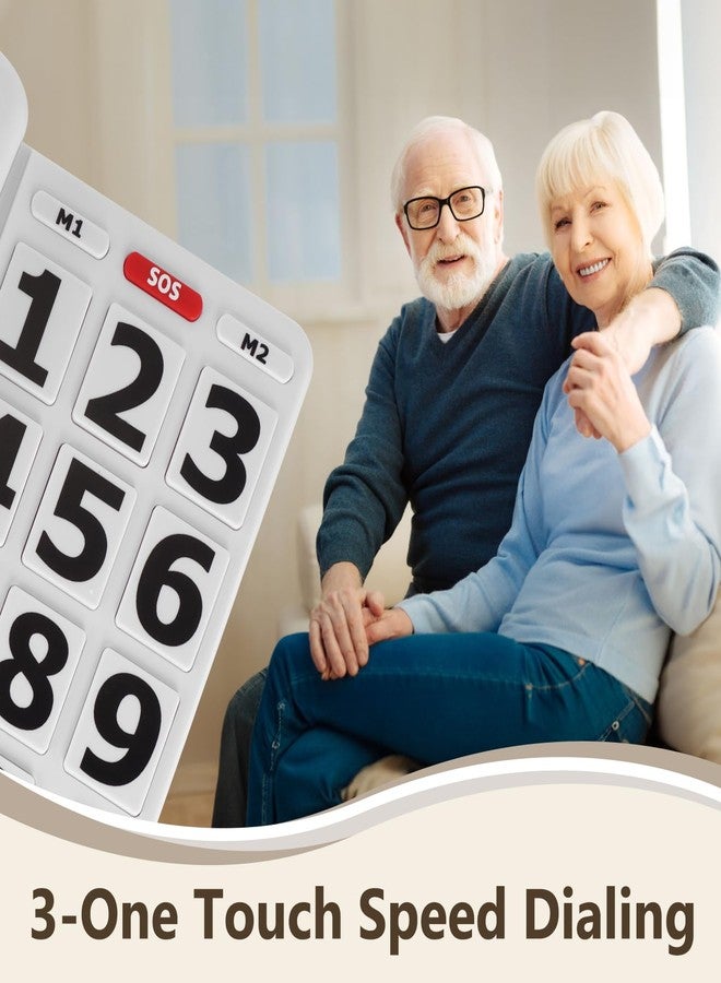 Awishwell Landline Phones for Seniors, Simple Big Button Phone for Seniors, Corded Telephone Landline Phones with 2 One-Touch Dialing/1 SOS Button/Loud Ringer for Elderly-White - Image 2