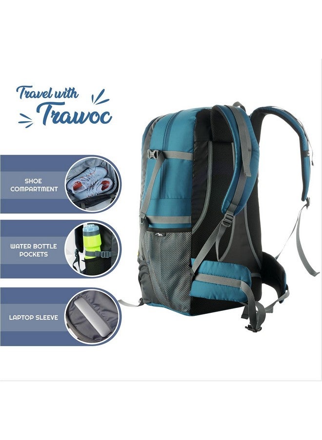 TRAWOC BLAZE 55 Liter Travel Backpack Daypack Bag for Camping Hiking Trekking Bag for Men & Women, English Blue, SHK014, 3 Year Warranty - Image 5
