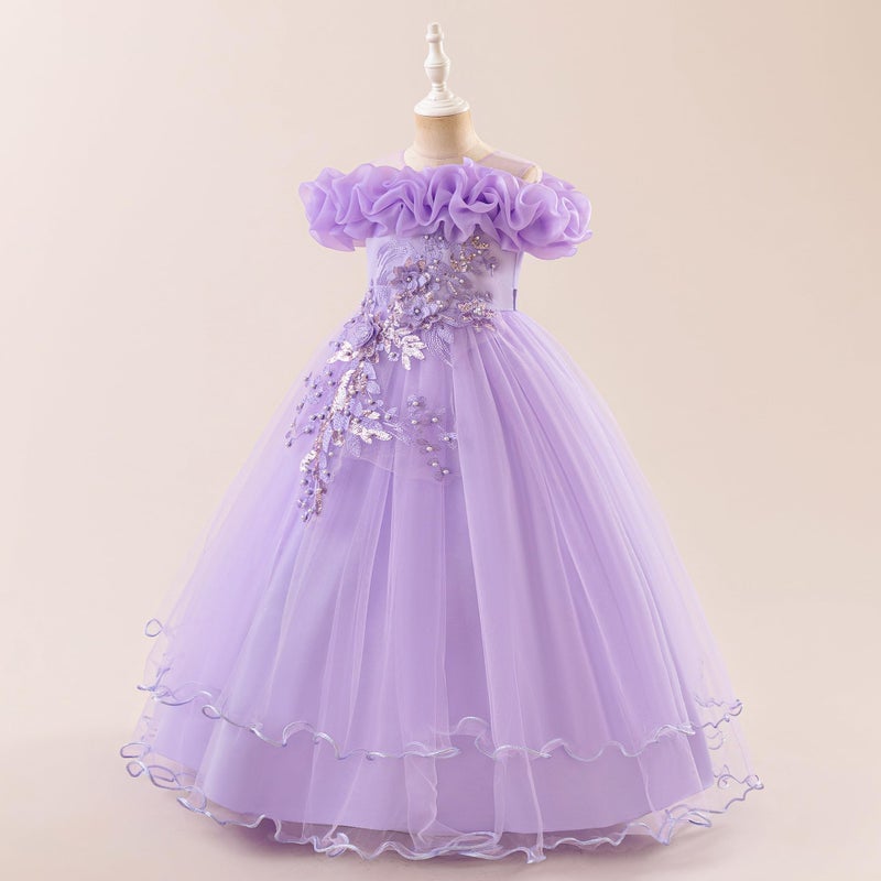 Kidinix Flower Girl Dresses Lace Embroidery Off The Shoulder Tulle Dress Communion Pageant Wedding Dance Gown - Image 3