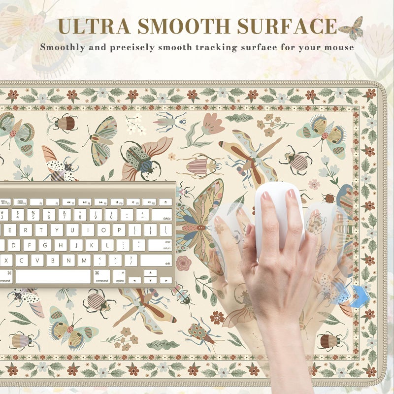iCasso Beige Large Mouse Pad, Desk Matt for Desktop, XXL Desk Mat for Keyboard and Mouse, Anti-Slip Big Mousepad Computer Mat with Stitched Edges - Image 3