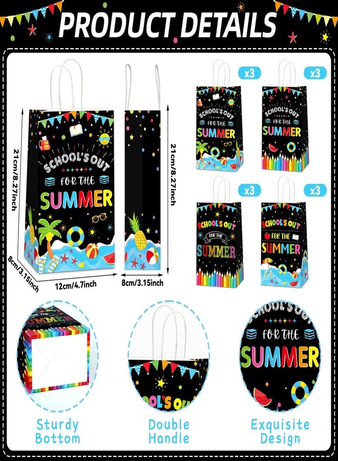 CHUNNIN 12pcs End of School Year Party Gift Bags Class Summer Party Favors School's Out Candy Treat Goodie Bags for Kids Summer Tropical Beach Pool Birthday Classroom Decoration Supplies - Image 2