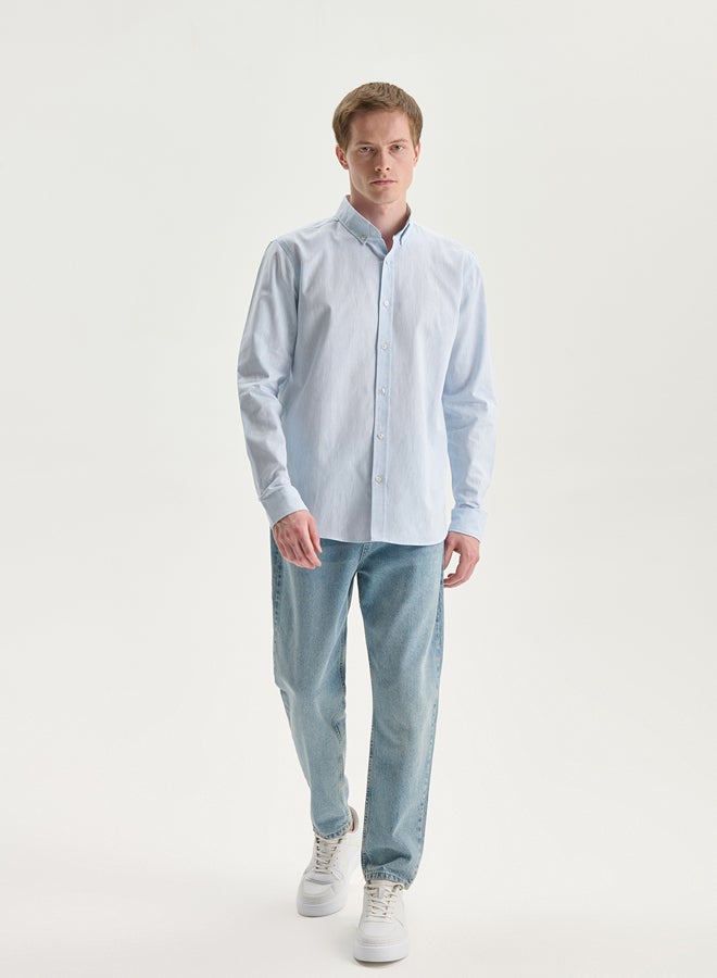 LC WAIKIKI Regular Fit Long Sleeve Linen Blend Men's Shirt - Image 2