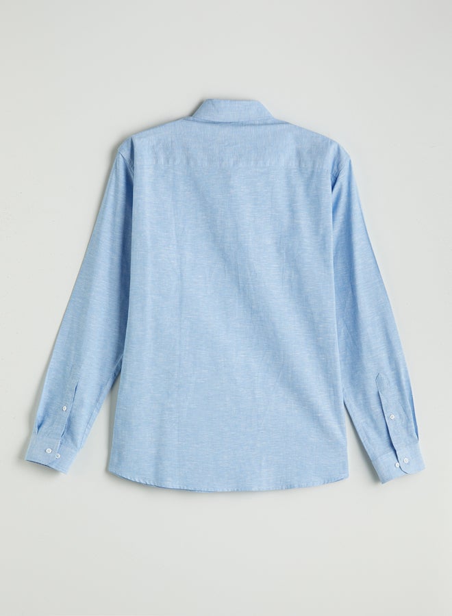 LC WAIKIKI Regular Fit Long Sleeve Linen Blend Men's Shirt - Image 4