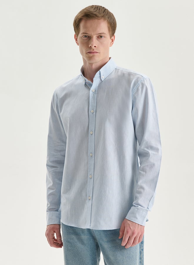 LC WAIKIKI Regular Fit Long Sleeve Linen Blend Men's Shirt - Image 1