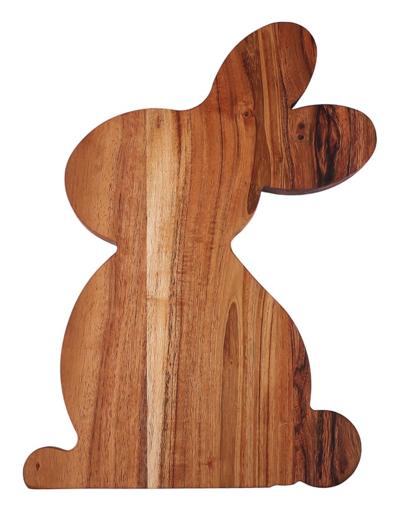 Affinity Decor Bunny Shaped Wood Serving Board, Wood Cutting Board for Kitchen, Wooden Charcuterie Boards, Funny Serving Platter for Cheese and Food, 14.3" x 10.5" - Image 1