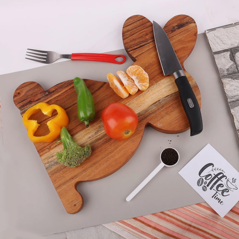 Affinity Decor Bunny Shaped Wood Serving Board, Wood Cutting Board for Kitchen, Wooden Charcuterie Boards, Funny Serving Platter for Cheese and Food, 14.3" x 10.5" - Image 2