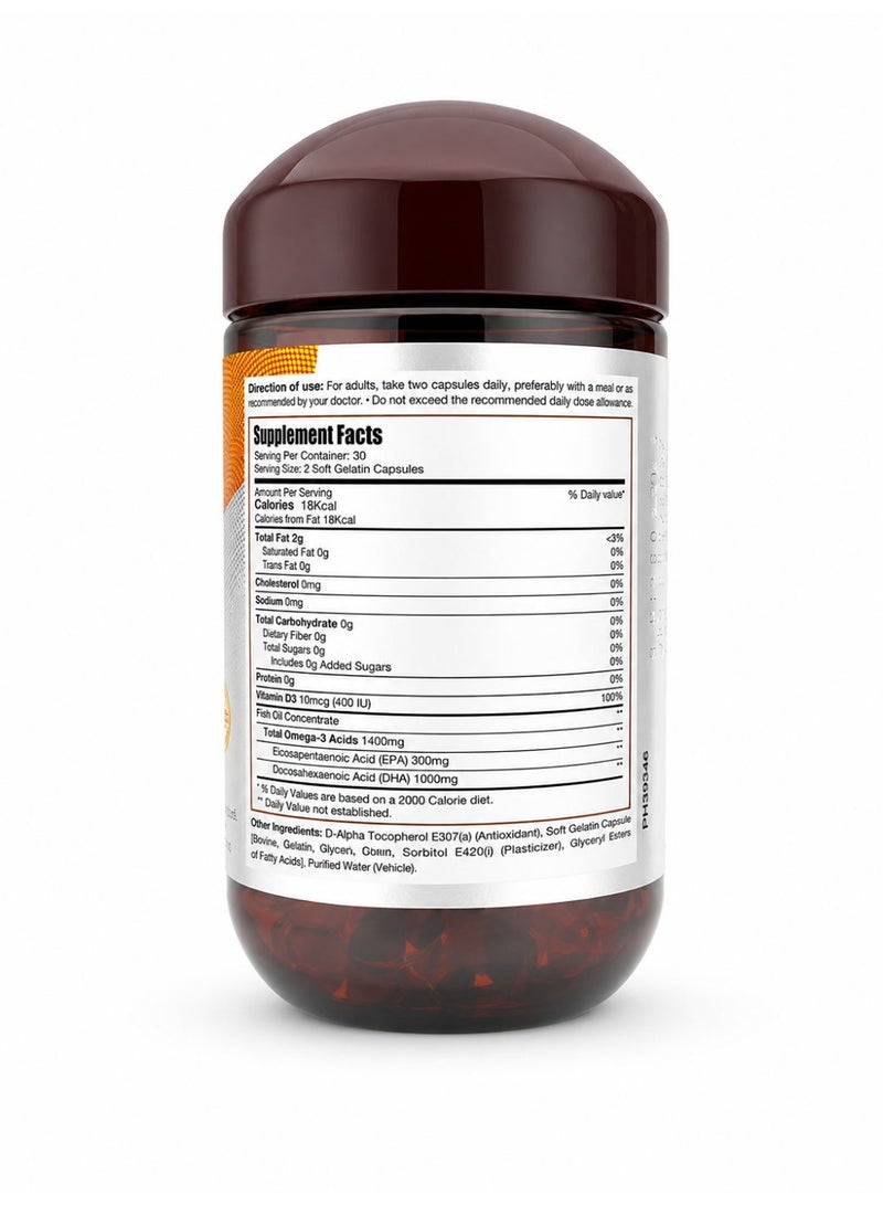 EVA PHARMA Limitless Omega 3 Fish Oil 2000mg 60 Capsules - Image 2