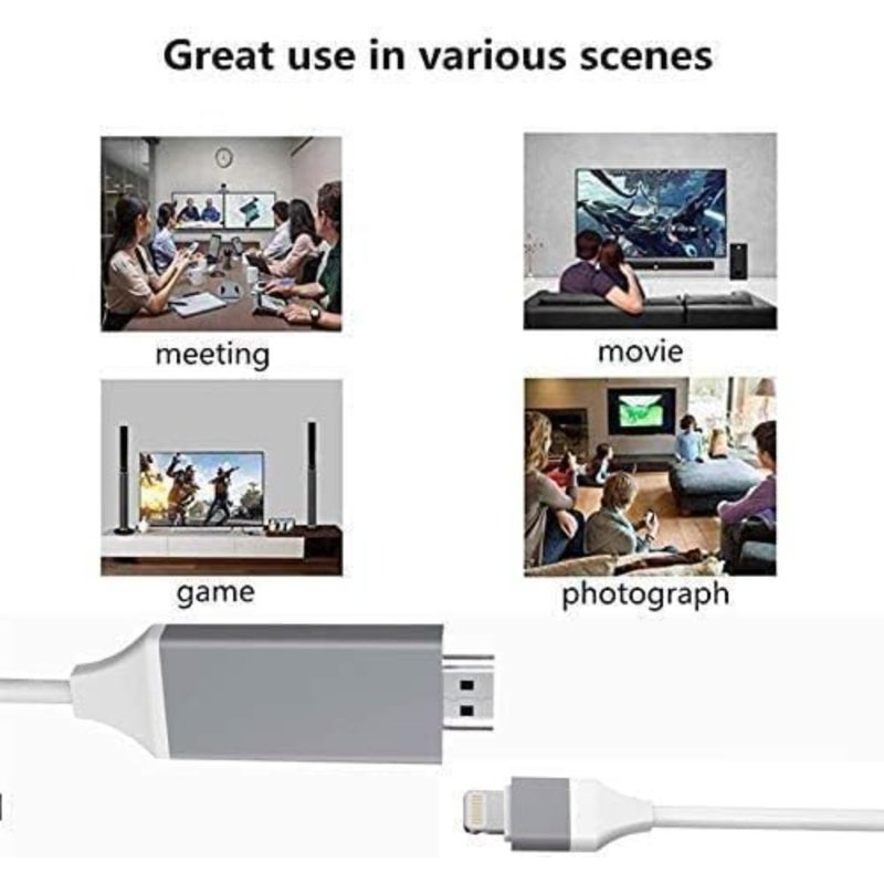 محول HDMI من iPhone إلى TV، سبائك الألومنيوم، أسود، مزامنة فيديو بدقة 1080P HD مع نقل إشارة ثابت - Image 4