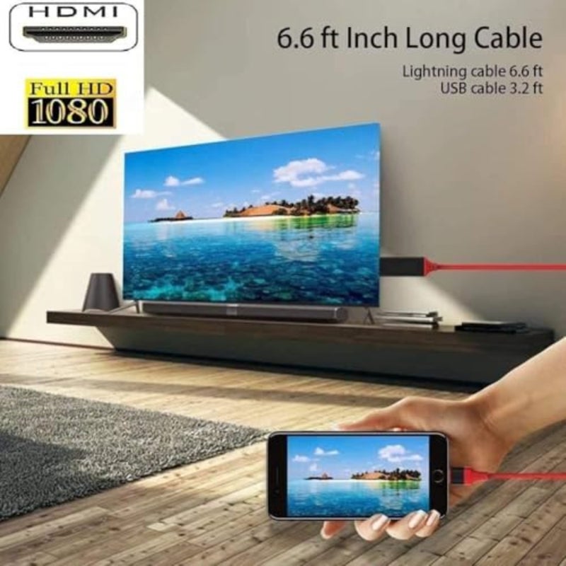 محول HDMI من iPhone إلى TV، سبائك الألومنيوم، أسود، مزامنة فيديو بدقة 1080P HD مع نقل إشارة ثابت - Image 5
