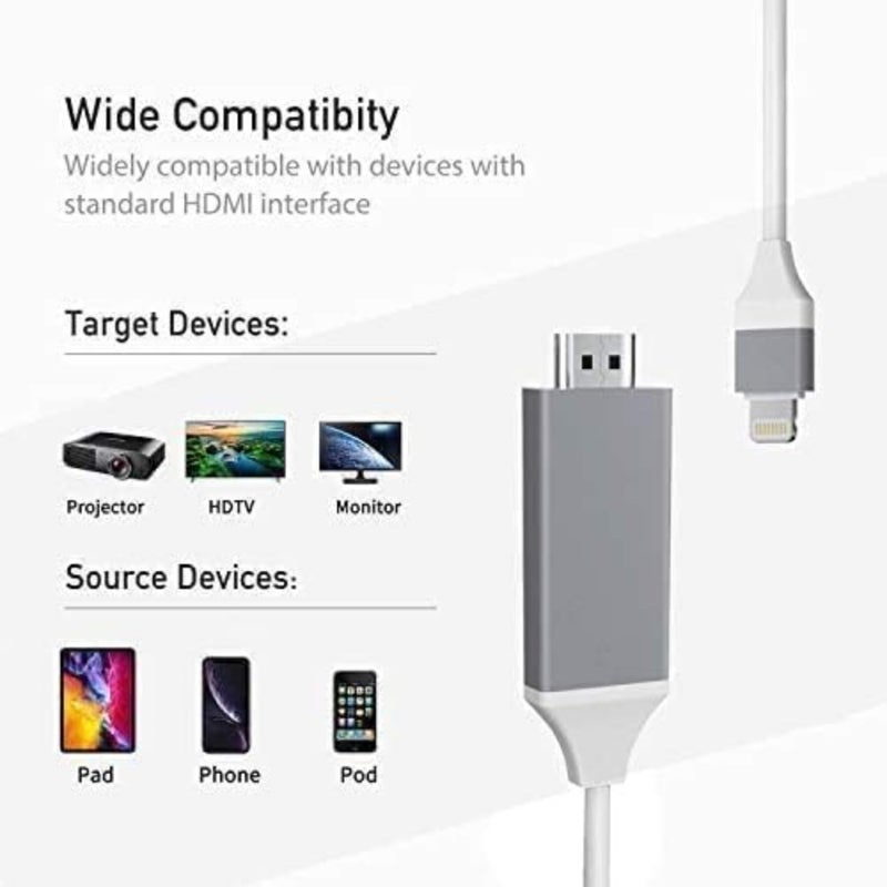محول HDMI من iPhone إلى TV، سبائك الألومنيوم، أسود، مزامنة فيديو بدقة 1080P HD مع نقل إشارة ثابت - Image 3