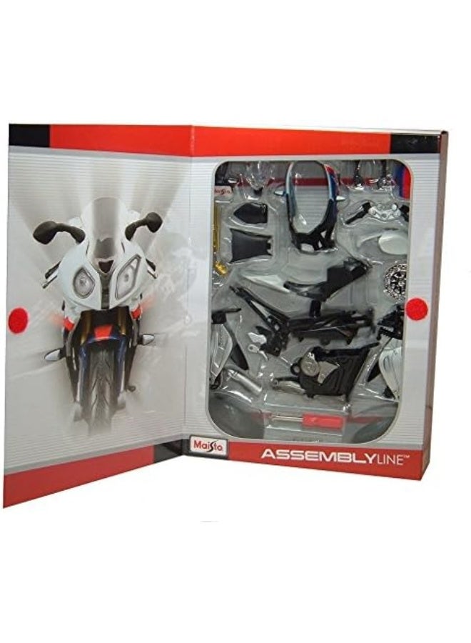Maisto Diecast Assembly Line 1:12 BMW S1000 RR Diecast Motorcycle Model Kit, White/Black - Image 2