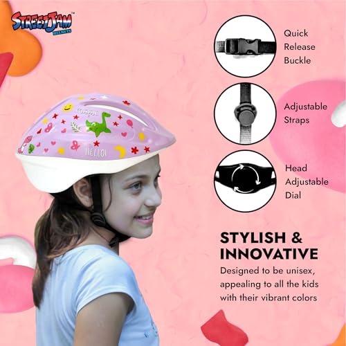 STREETJAM Open Face Helmet for Kids, Hard PP Outer Shell, EPS Inner Comfort Liner case, Adjustable Strap & Size Adjuster Dial, Unisex Kids Helmet (Epiga - Light Purple, 3-5Years (Extra Small 48-51CM)) - Image 2