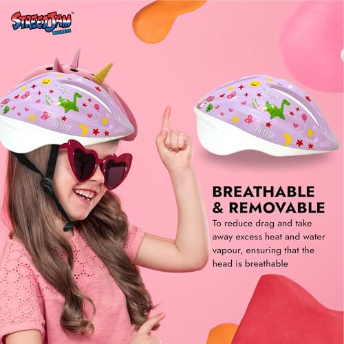STREETJAM Open Face Helmet for Kids, Hard PP Outer Shell, EPS Inner Comfort Liner case, Adjustable Strap & Size Adjuster Dial, Unisex Kids Helmet (Epiga - Light Purple, 3-5Years (Extra Small 48-51CM)) - Image 3