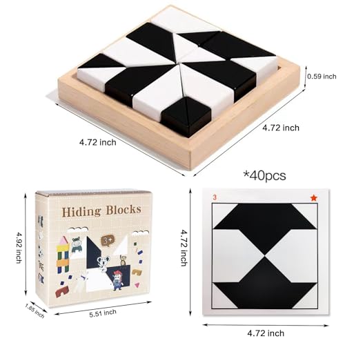 Winbar Block Puzzle Plastic Cube Puzzle with Storage Tray Hidden Geometric Shape Pattern Jigsaw 3D Logic Thinking Training Desktop Game Montessori Toys for Ages 3 to 12 Years - Image 5