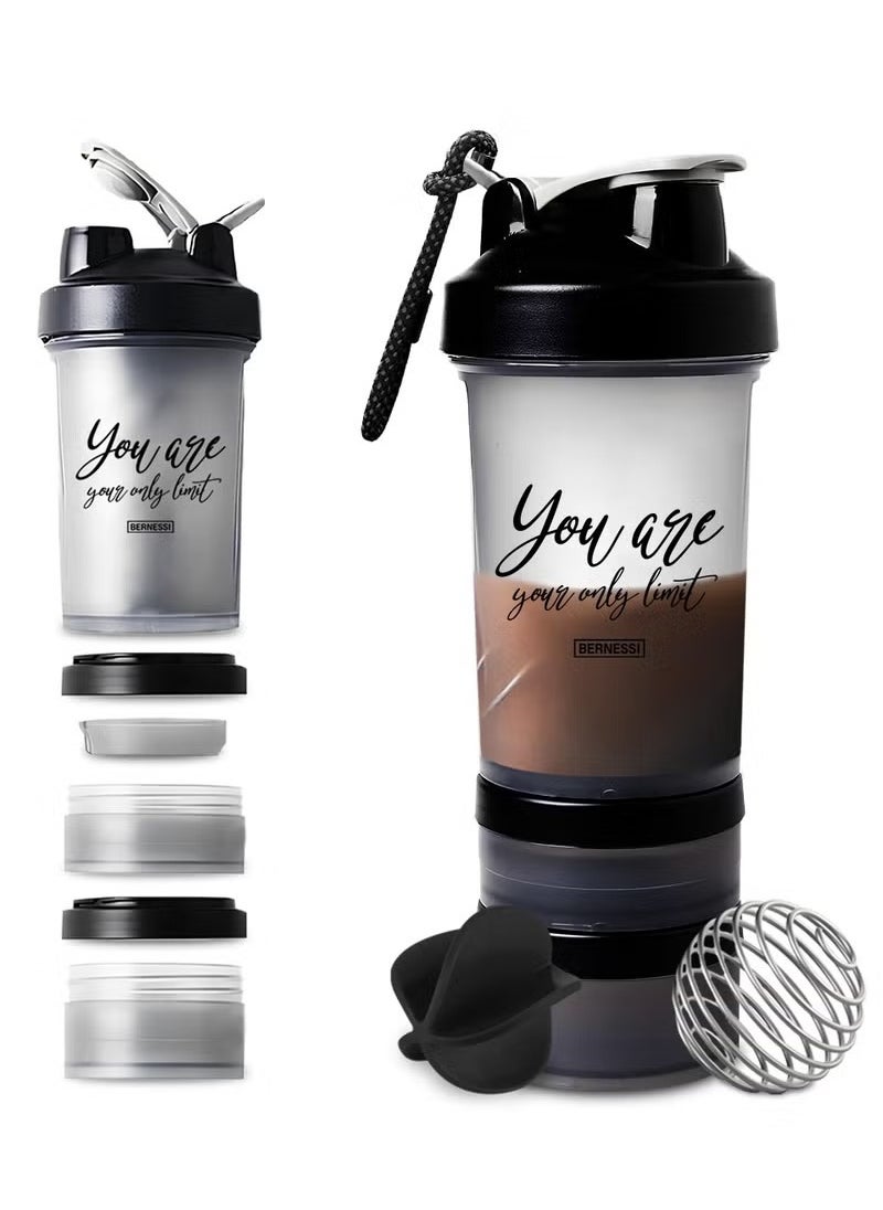 Generic 450ml/15oz Protein Shaker Bottle with Leak-Proof for Protein Mixes & Shakes with Stainless Steel Ball, Protein Bottle Blender Cocktail Shaker Cup for Gym Fitness Home Pre Workout Male Female  - Image 1