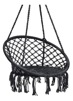 XiuWoo Hanging Hammock Round Swing Chair Cotton Linen For Indoor and Outdoor  - Image 3