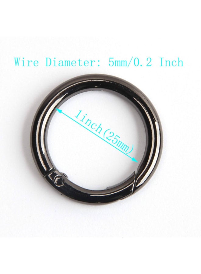 15pcs Trigger Spring O Rings Round Carabiner Clip Snap for Keyrings Buckle, Bags,Purses (Gun Black, 1 inch) - Image 2