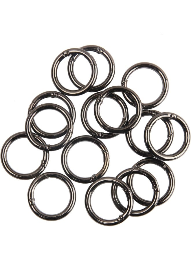 15pcs Trigger Spring O Rings Round Carabiner Clip Snap for Keyrings Buckle, Bags,Purses (Gun Black, 1 inch) - Image 1