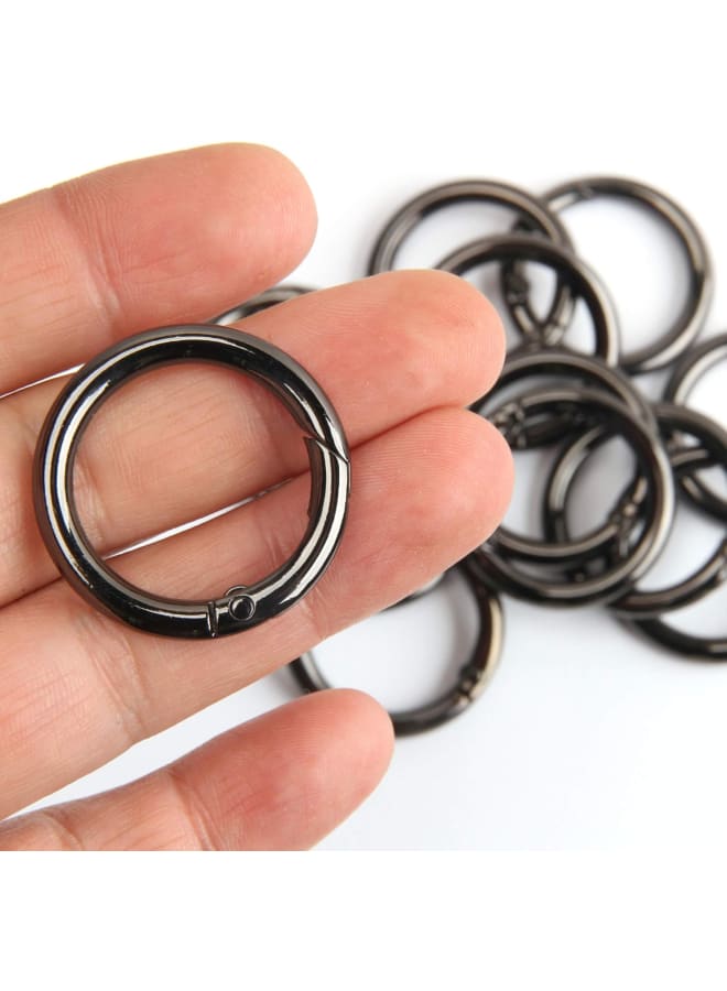 15pcs Trigger Spring O Rings Round Carabiner Clip Snap for Keyrings Buckle, Bags,Purses (Gun Black, 1 inch) - Image 3