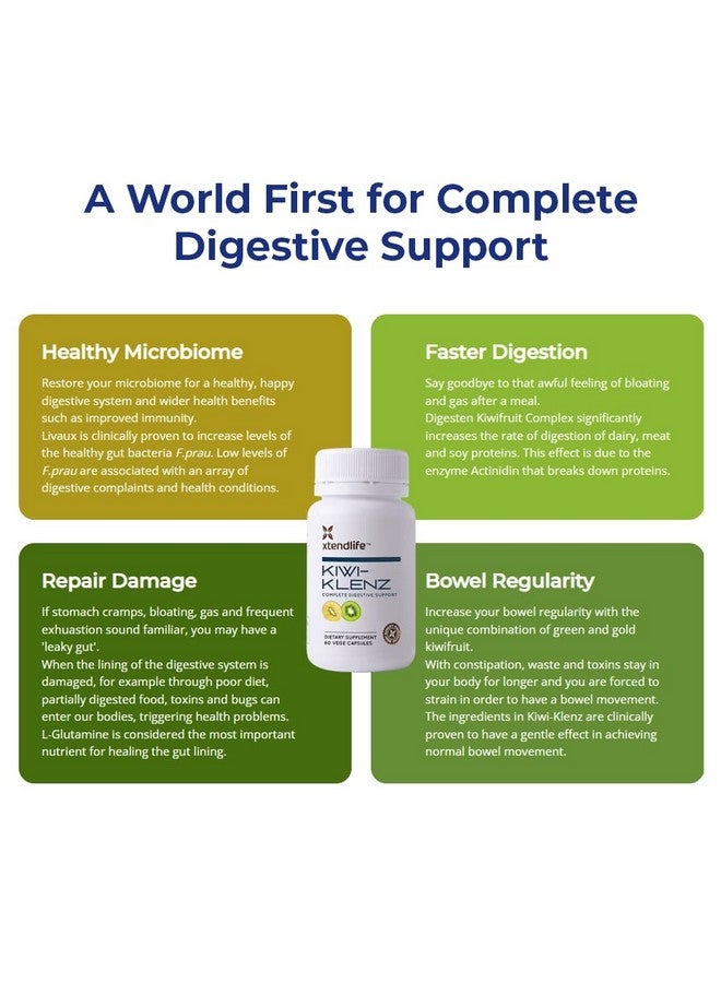 xtendlife Xtend Life ; Kiwi Klenz ; Natural Prebiotic Packed With Enzyme Soluble Fiber & Prebiotics ; Supports Good Gut Flora & Promote Healthy Digestive Function ; 60 Vegetarian Capsules (1 Pack) - Image 4