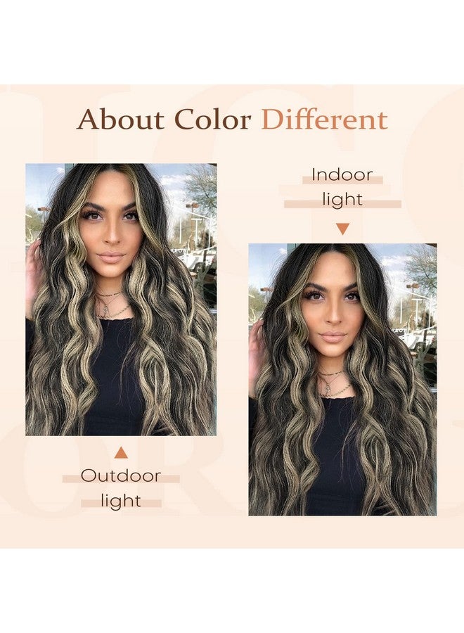 Vigorous Wavy Hair Extension For Women 4Pcs Black Mix Blonde Long Clip In Hair Extensions Soft Synthetic Hairpieces (24 Inches, Black Mix Blonde) - Image 4