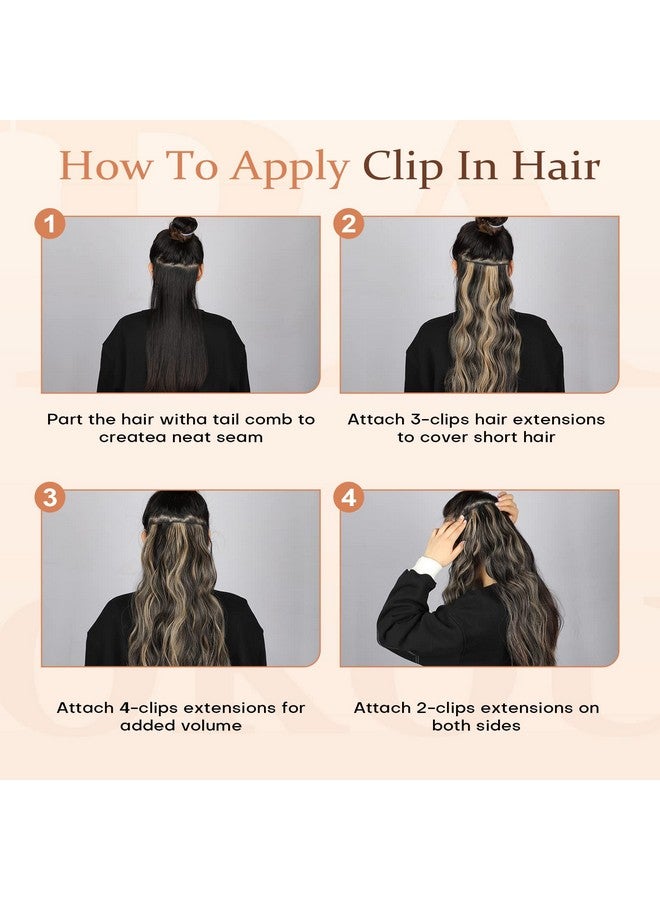 Vigorous Wavy Hair Extension For Women 4Pcs Black Mix Blonde Long Clip In Hair Extensions Soft Synthetic Hairpieces (24 Inches, Black Mix Blonde) - Image 5