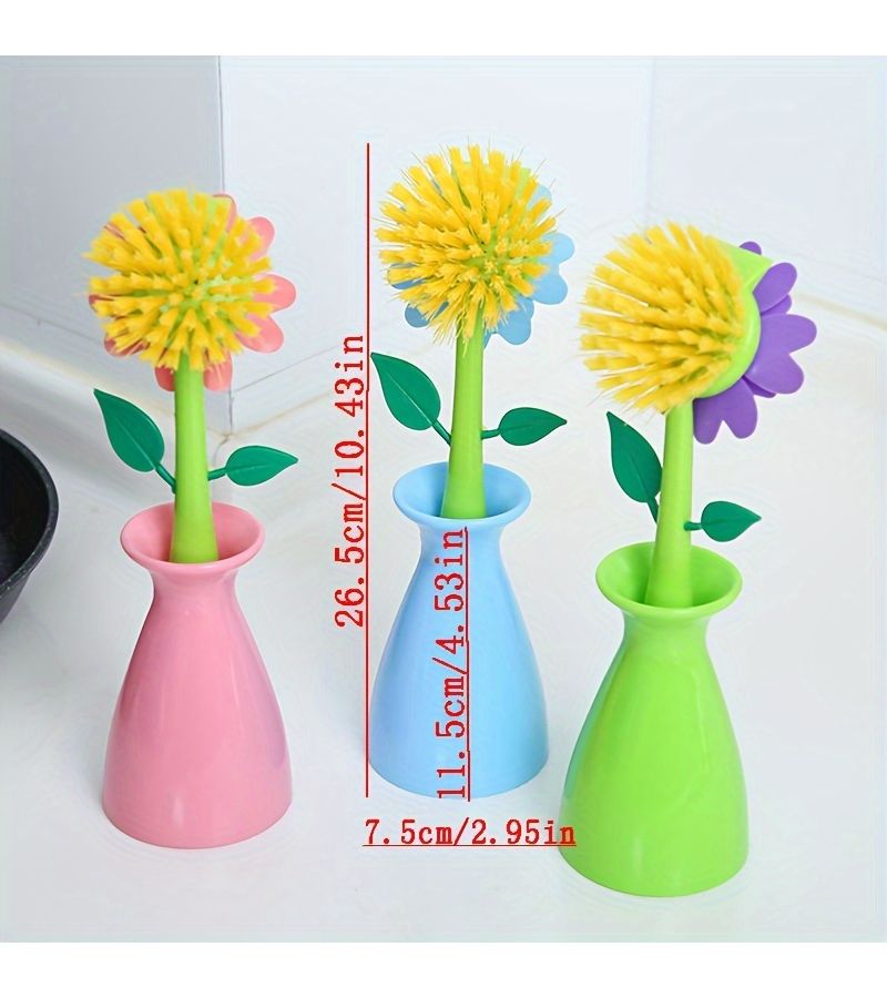 Blue Multi-Function Long Handle Cleaning Brush for Kitchen and Bathroom Sinks - Image 3