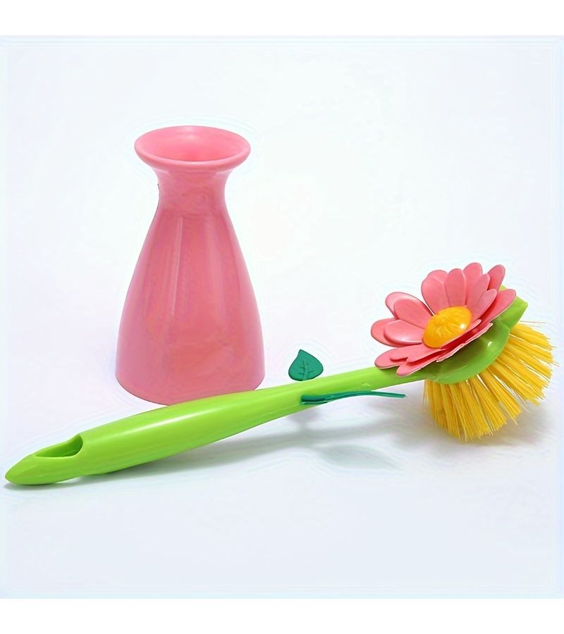 Blue Multi-Function Long Handle Cleaning Brush for Kitchen and Bathroom Sinks - Image 2