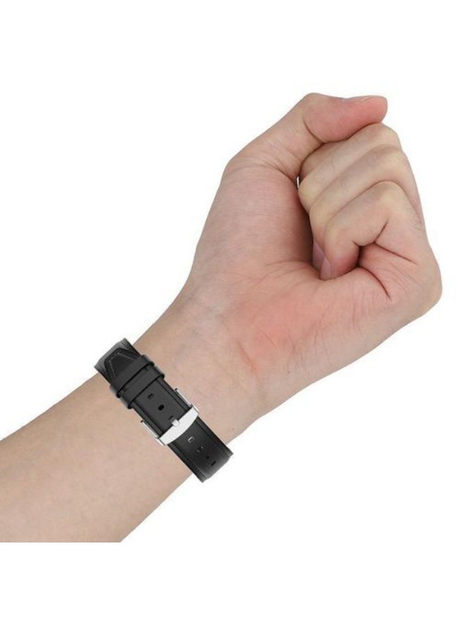 سوار ساعة بديل من الجلد السيليكوني مقاس 22 مم لهاتف هواوي GT4 مقاس 46 مم 2023 - أسود - Image 3